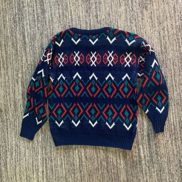 Vintage Cadet Boys Club Size 8 Pullover‎ Sweater Blue Geo Print Long Sleeve - Picture 6 of 6